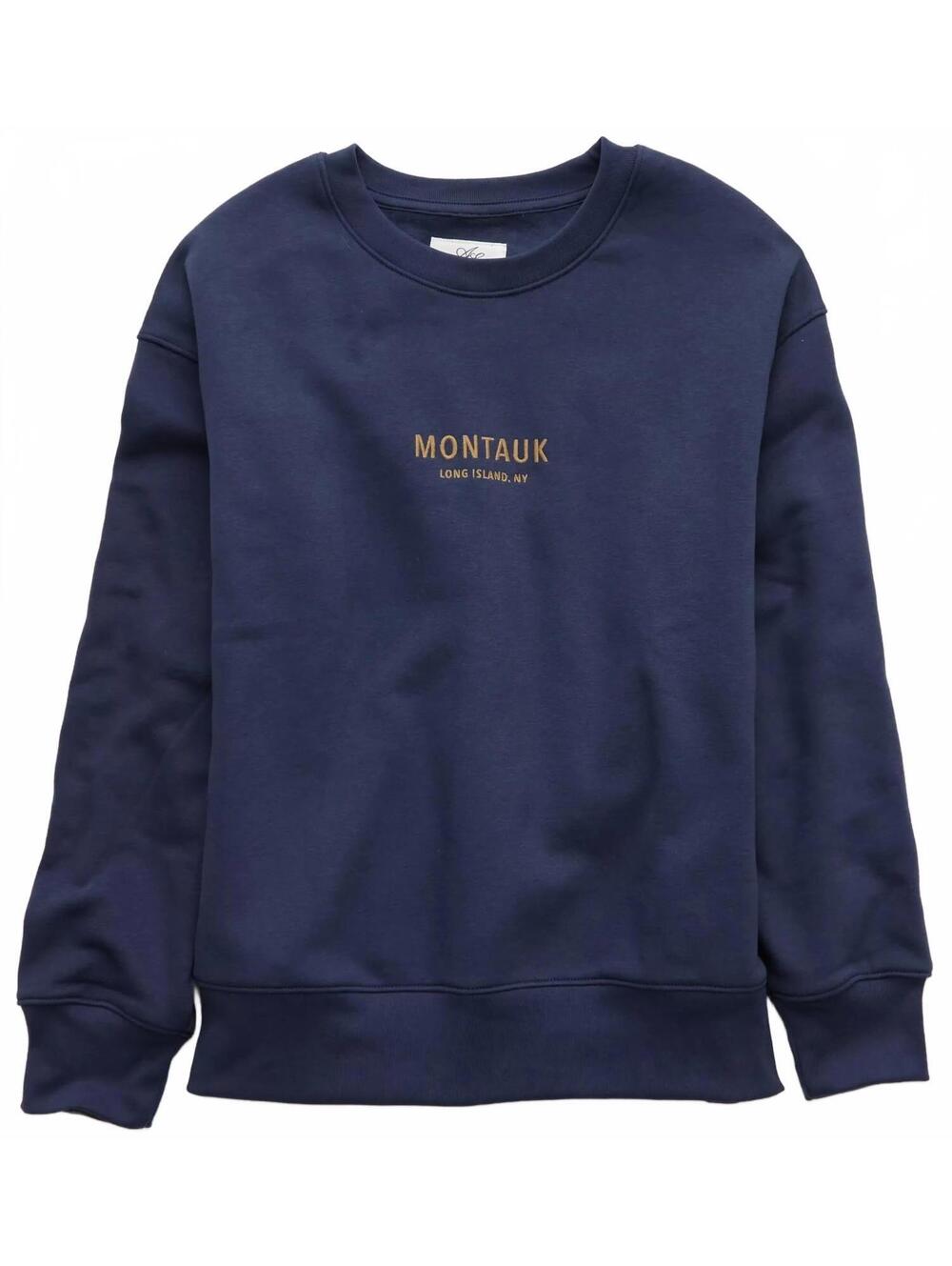 AE Everyday Luxe Graphic Crew Neck Sweatshirt American Eagle NWT Navy Small